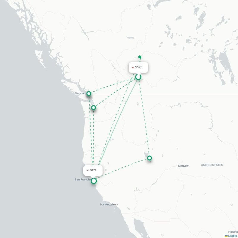 YYC - SFO route map