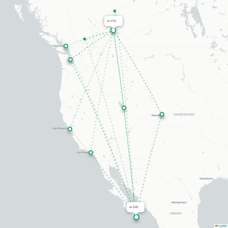 YYC - SJD route map