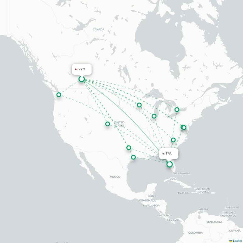 YYC - TPA route map