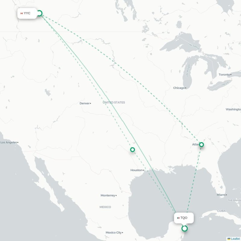 YYC - TQO route map