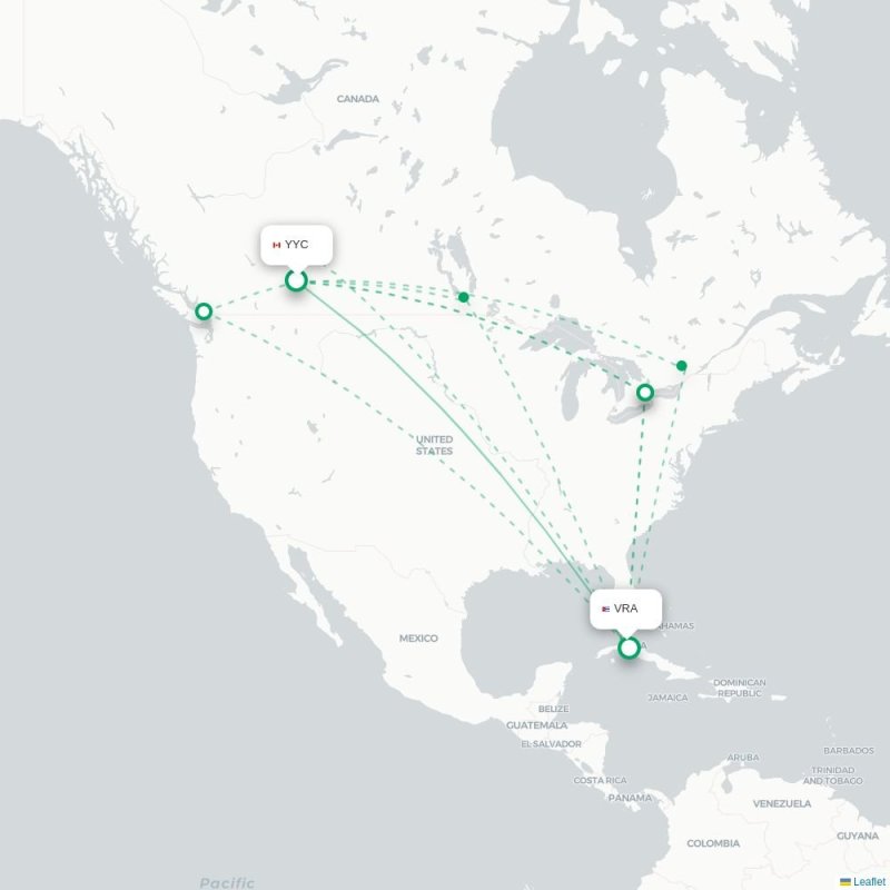 YYC - VRA route map