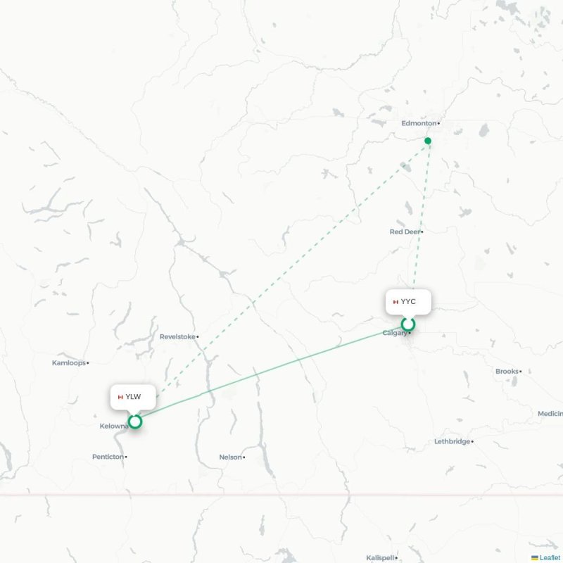 YYC - YLW route map