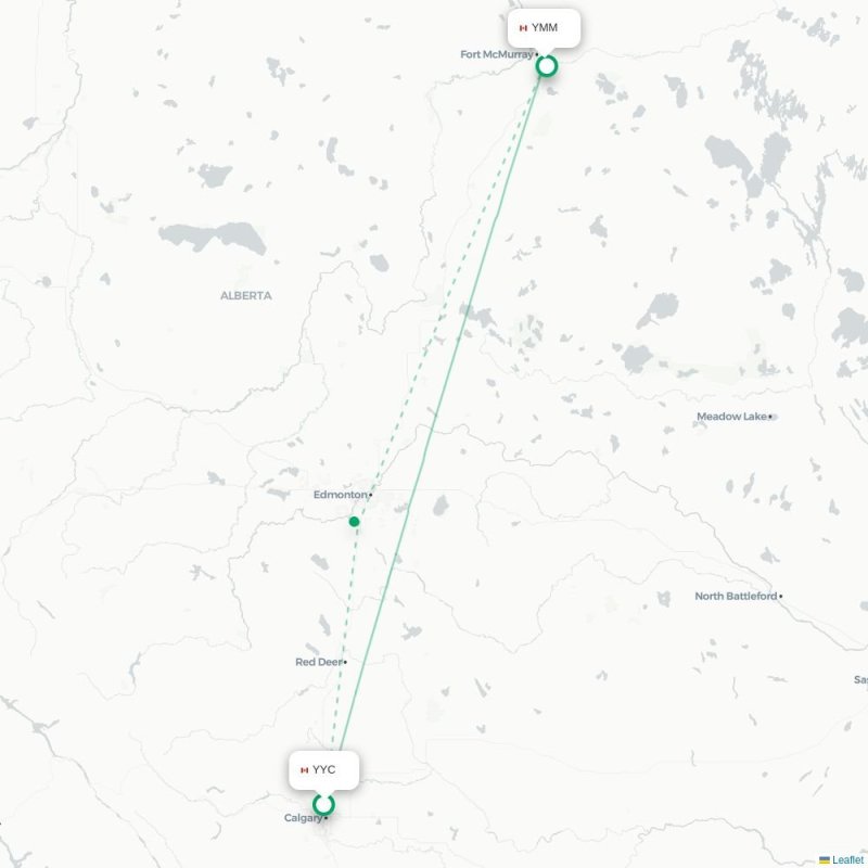 YYC - YMM route map