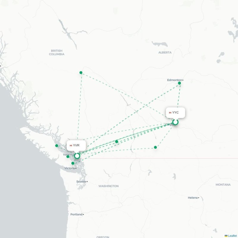 YYC - YVR route map