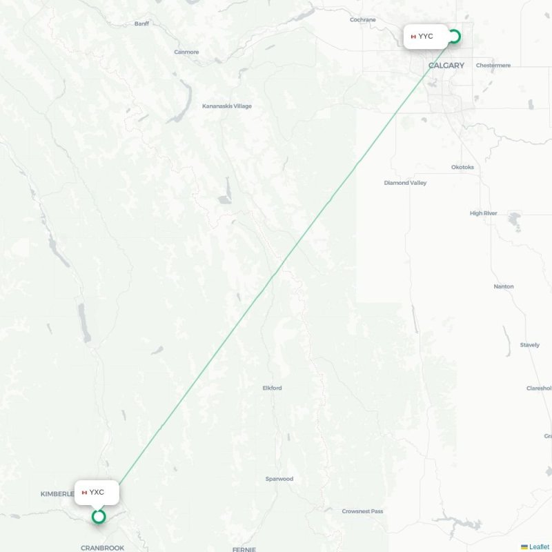 YYC - YXC route map