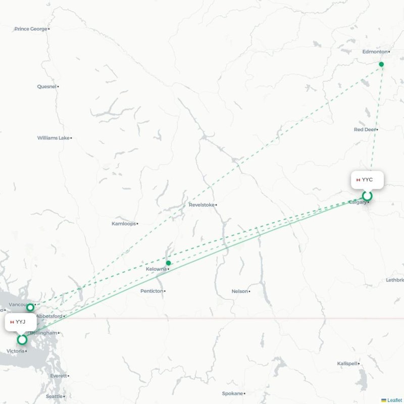 YYC - YYJ route map