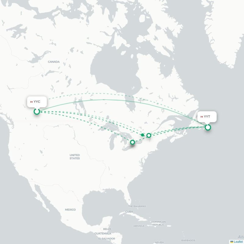 YYC - YYT route map