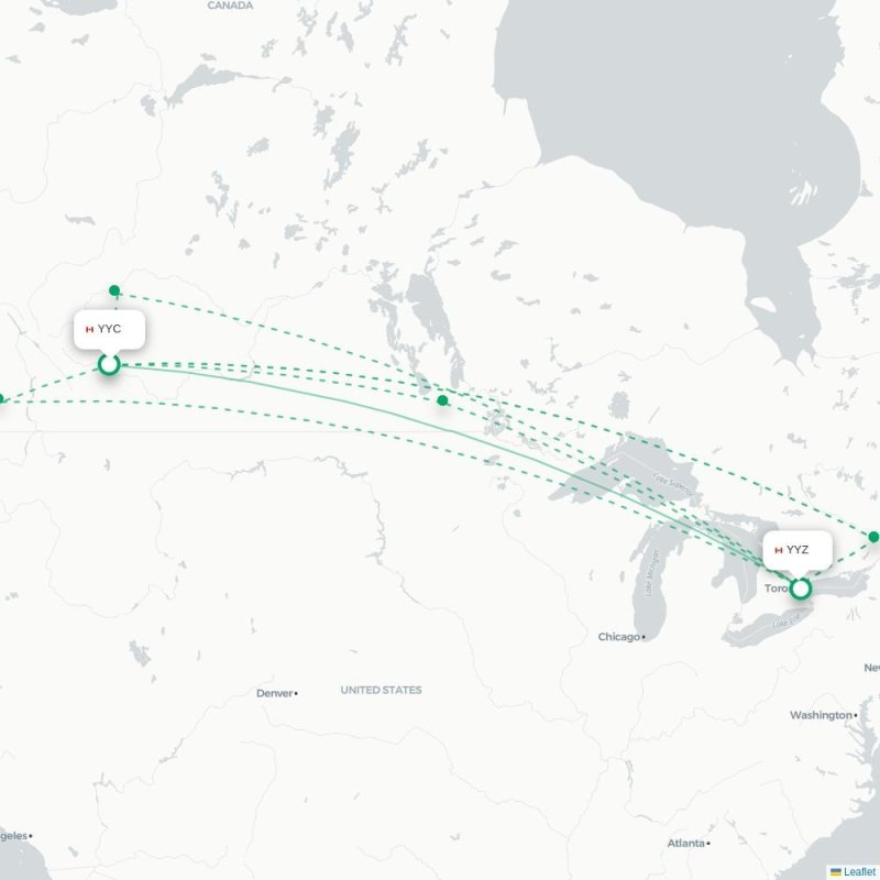 YYC - YYZ route map