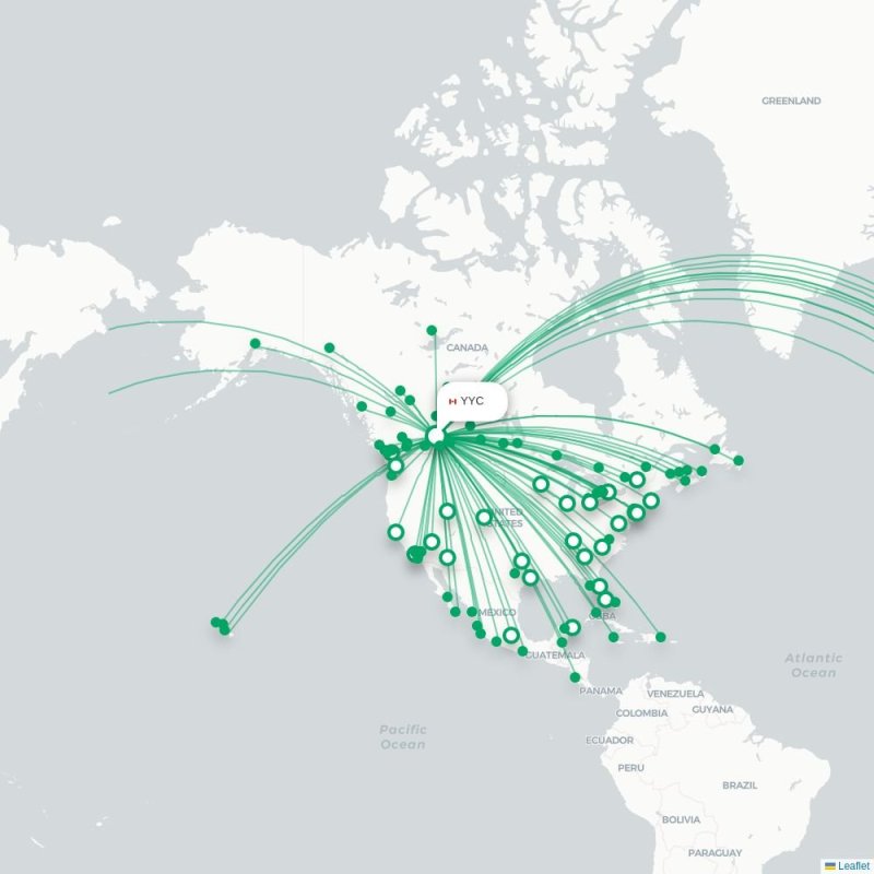 YYC - YQU route map