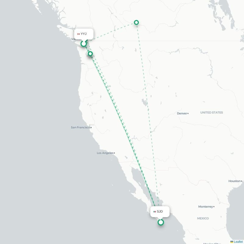 YYJ - SJD route map