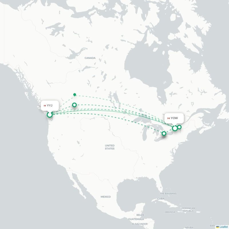 YYJ - YOW route map