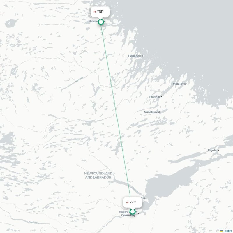 YYR - YNP route map