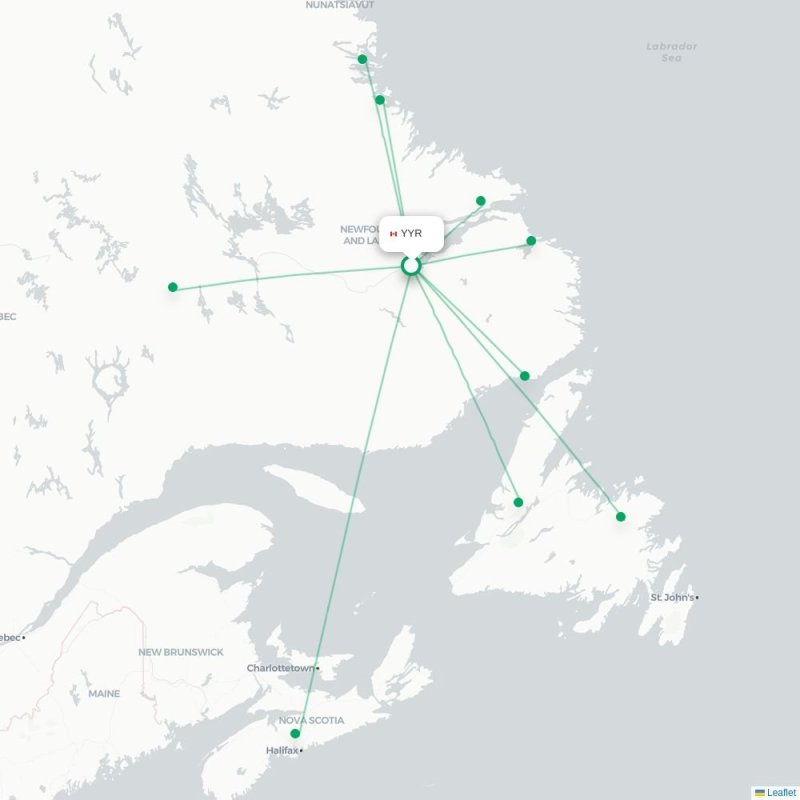 YYR - YWK route map