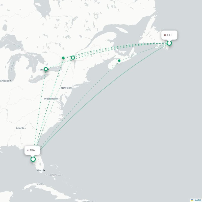 YYT - TPA route map