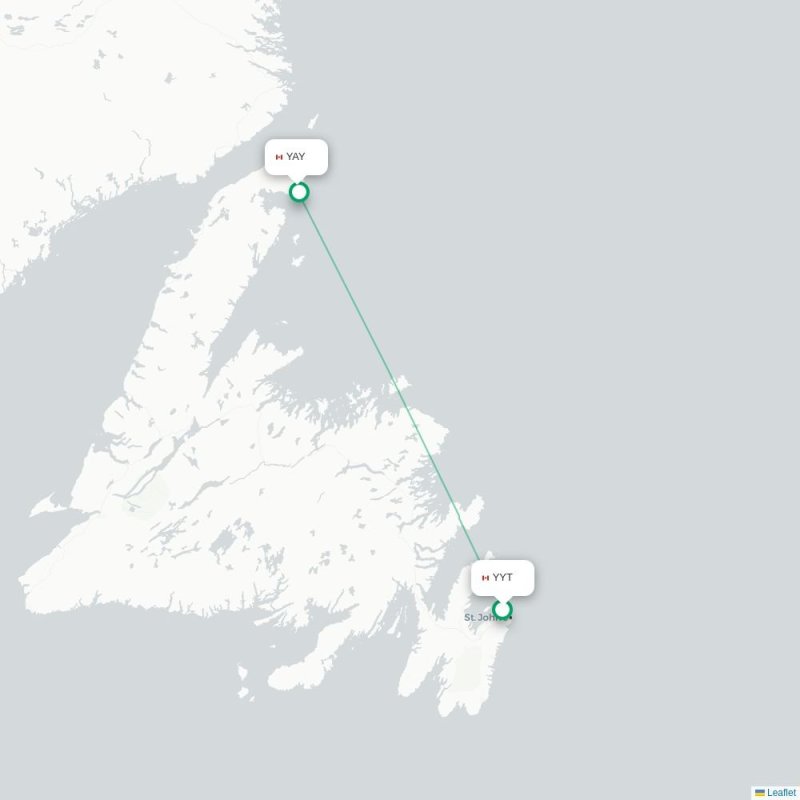YYT - YAY route map