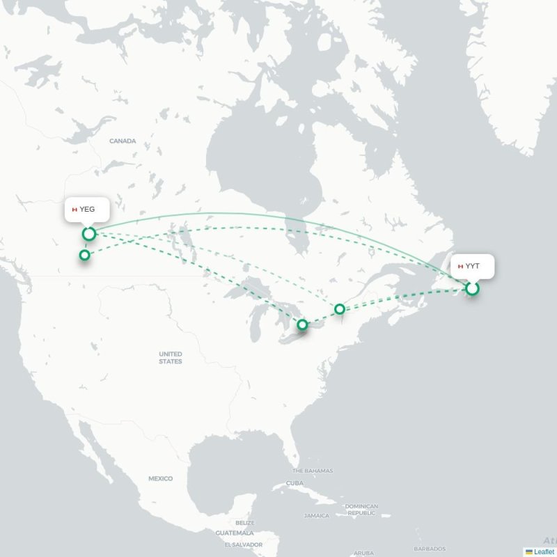YYT - YEG route map