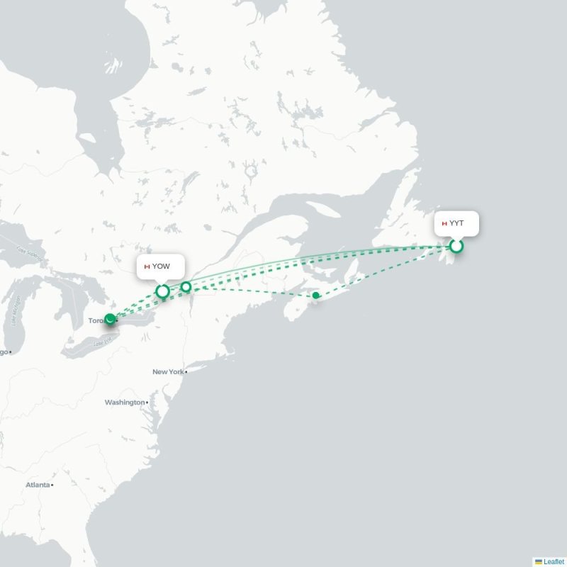 YYT - YOW route map