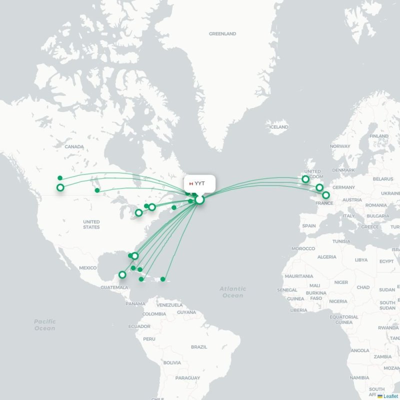 YYT - YYZ route map