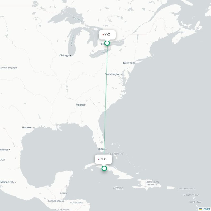 YYZ - CFG route map