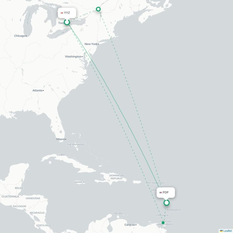 YYZ - FDF route map