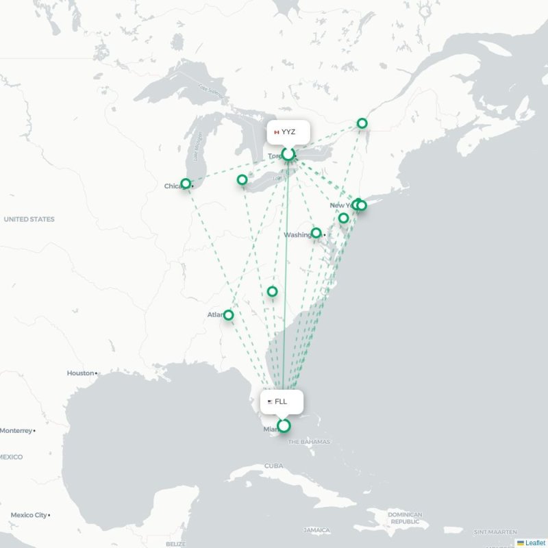 YYZ - FLL route map