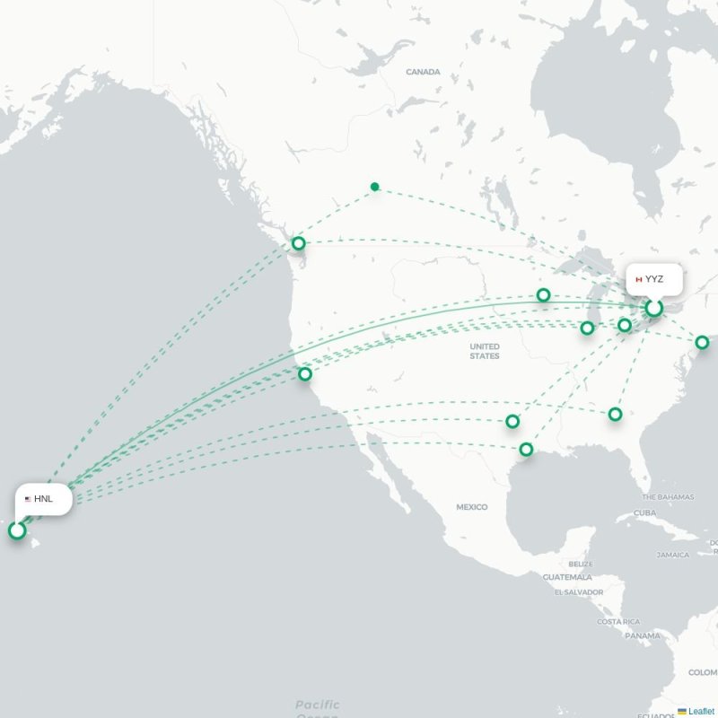 YYZ - HNL route map