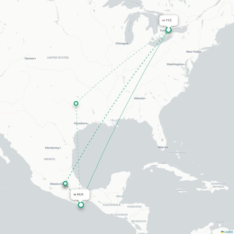 YYZ - HUX route map