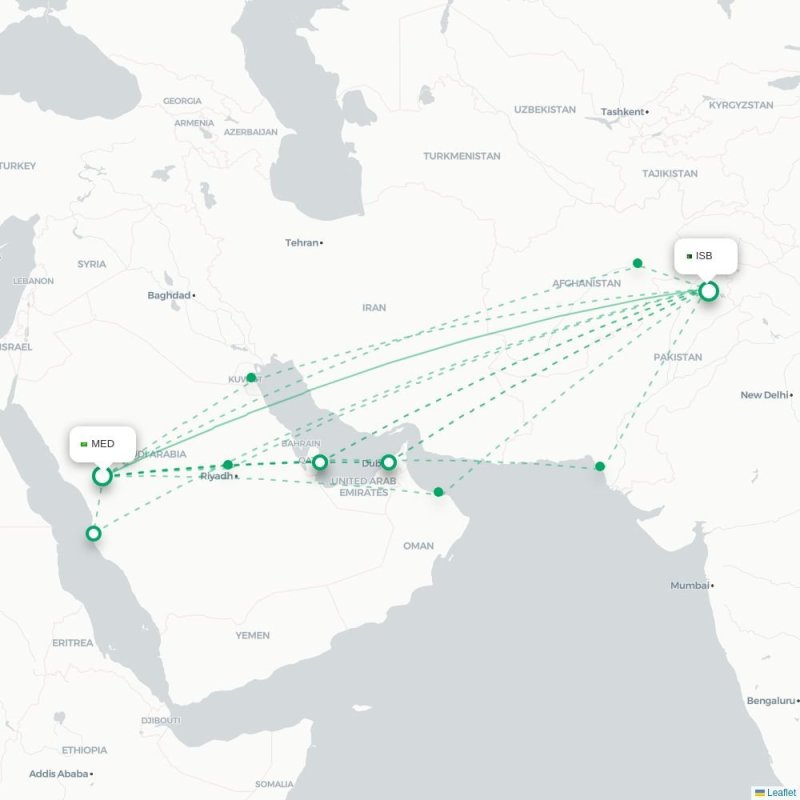 YYZ - ISB route map