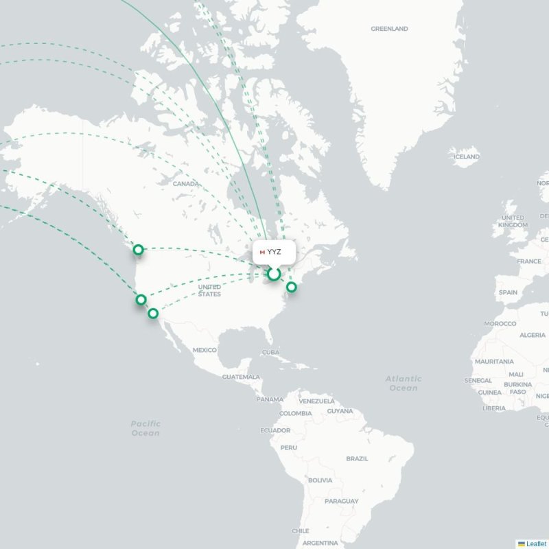 YYZ - PEK route map