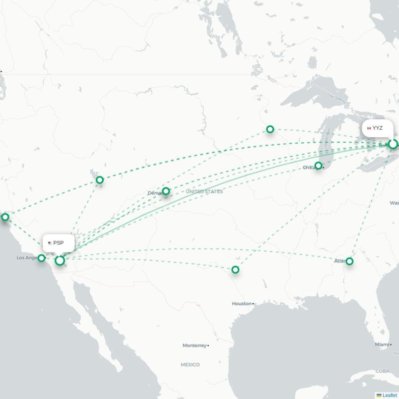 YYZ - PSP route map