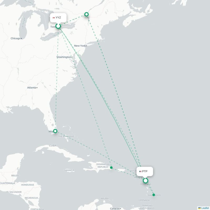 YYZ - PTP route map