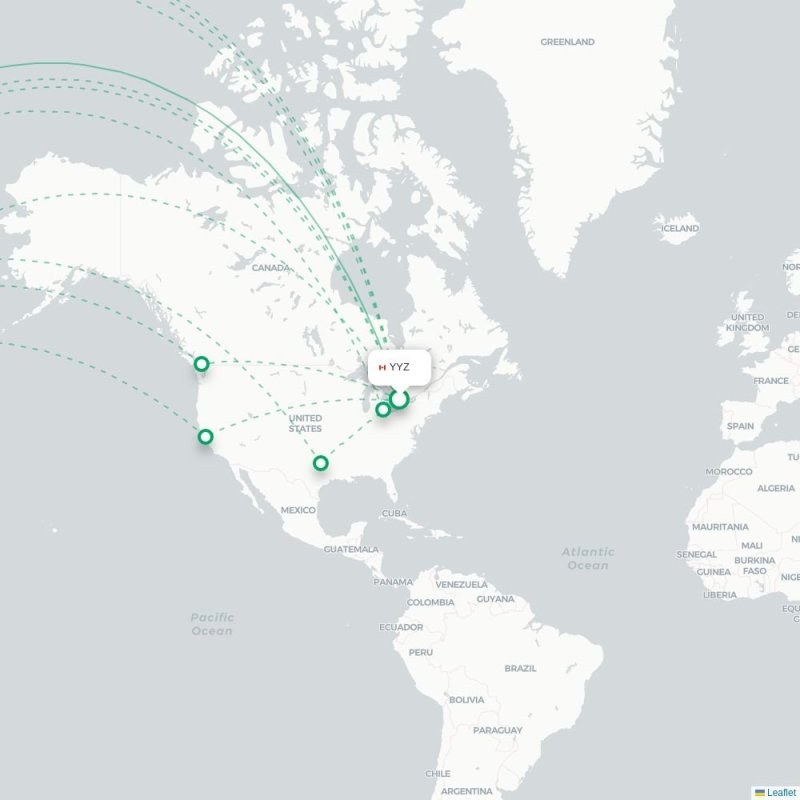 YYZ - PVG route map