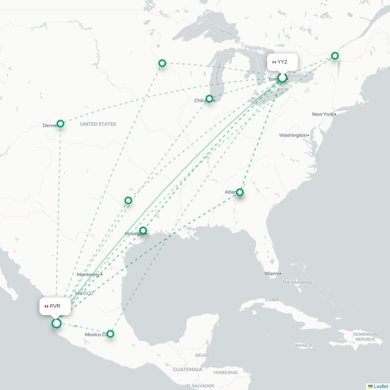 YYZ - PVR route map