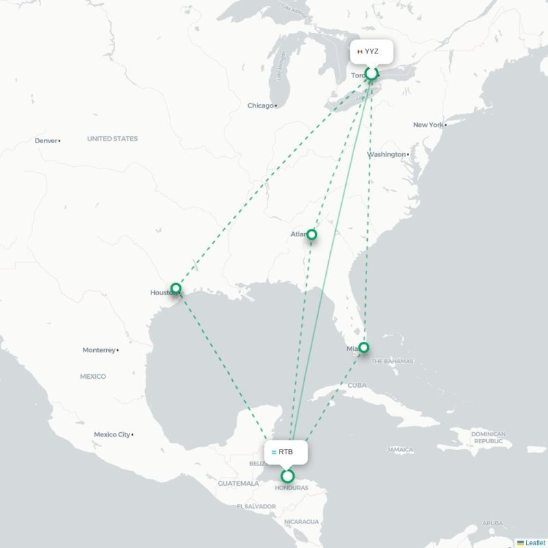 YYZ - RTB route map