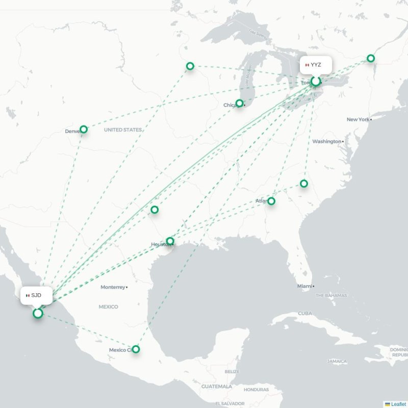 YYZ - SJD route map