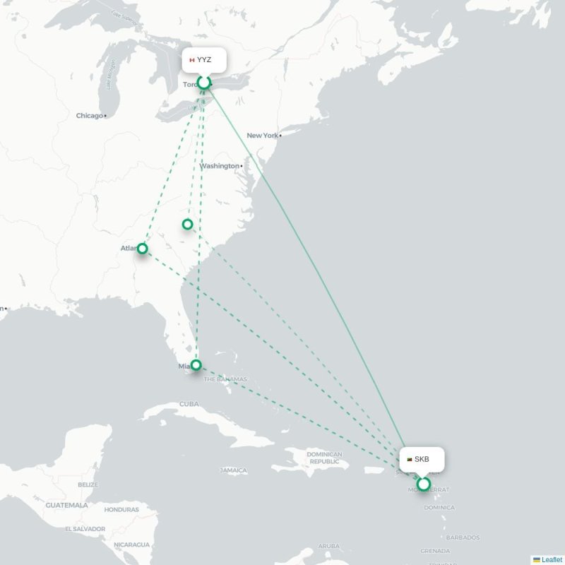 YYZ - SKB route map