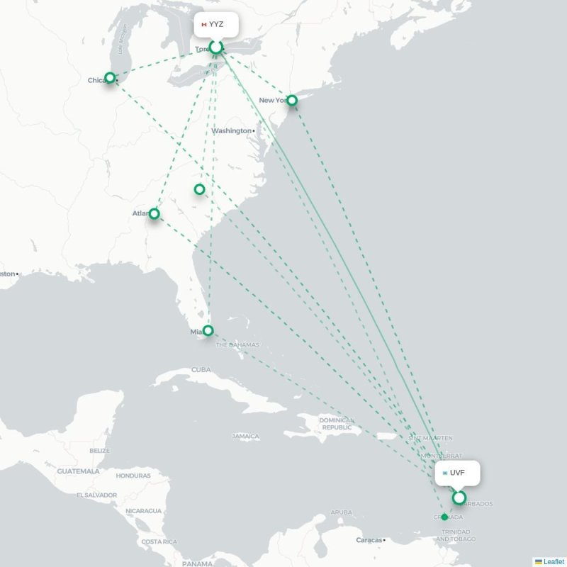 YYZ - UVF route map