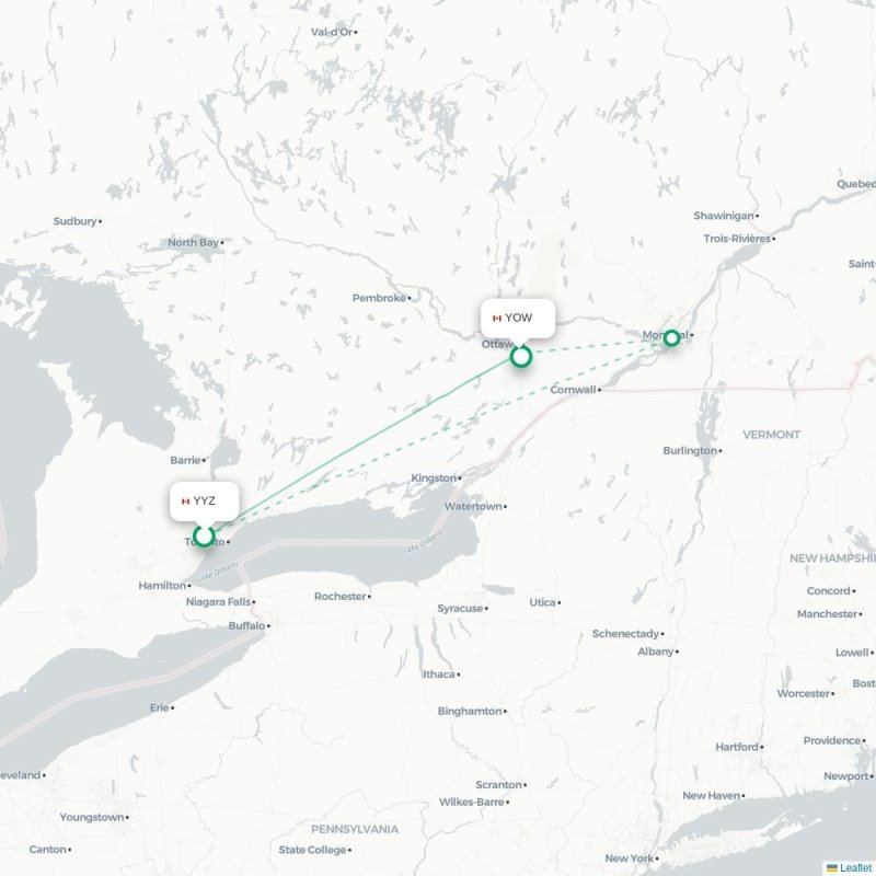 YYZ - YOW route map