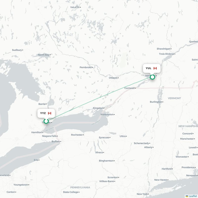 YYZ - FAO route map