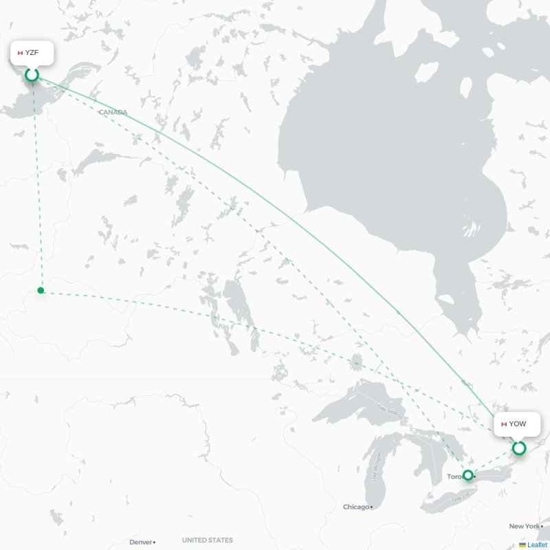 YZF - YOW route map