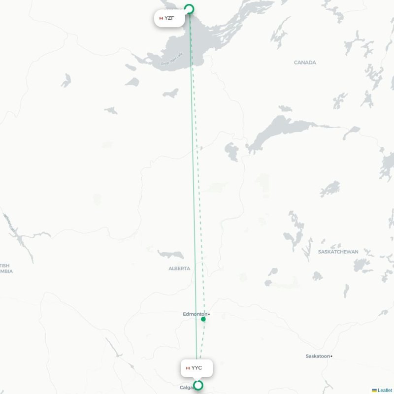 YZF - YYC route map