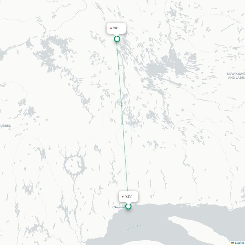 YZV - YKL route map