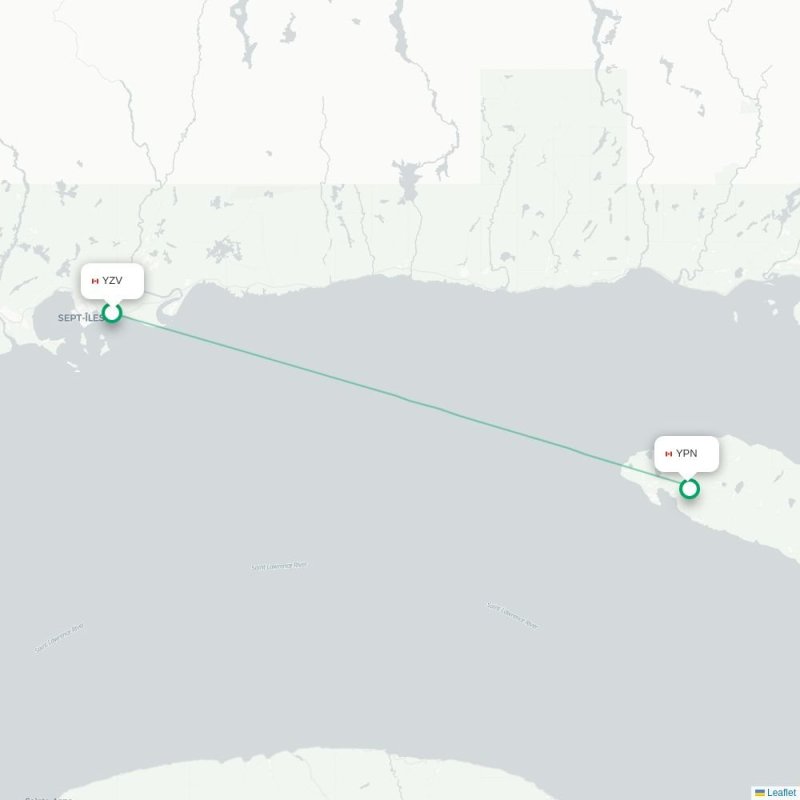 YZV - YPN route map