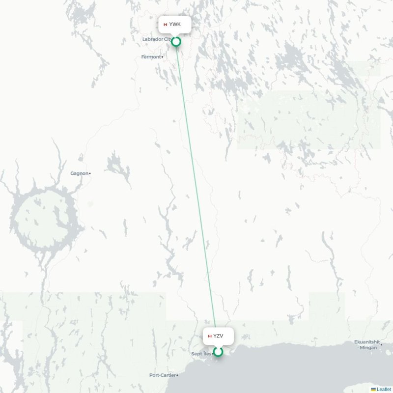 YZV - YWK route map