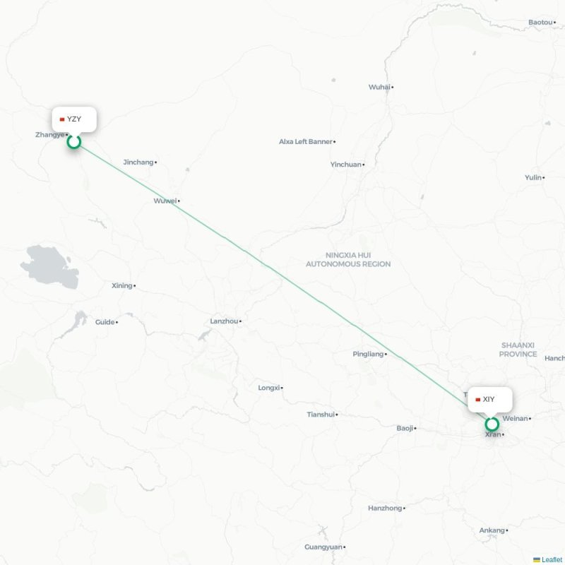 YZY - XIY route map