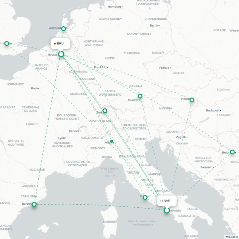 ZAD - BRU route map