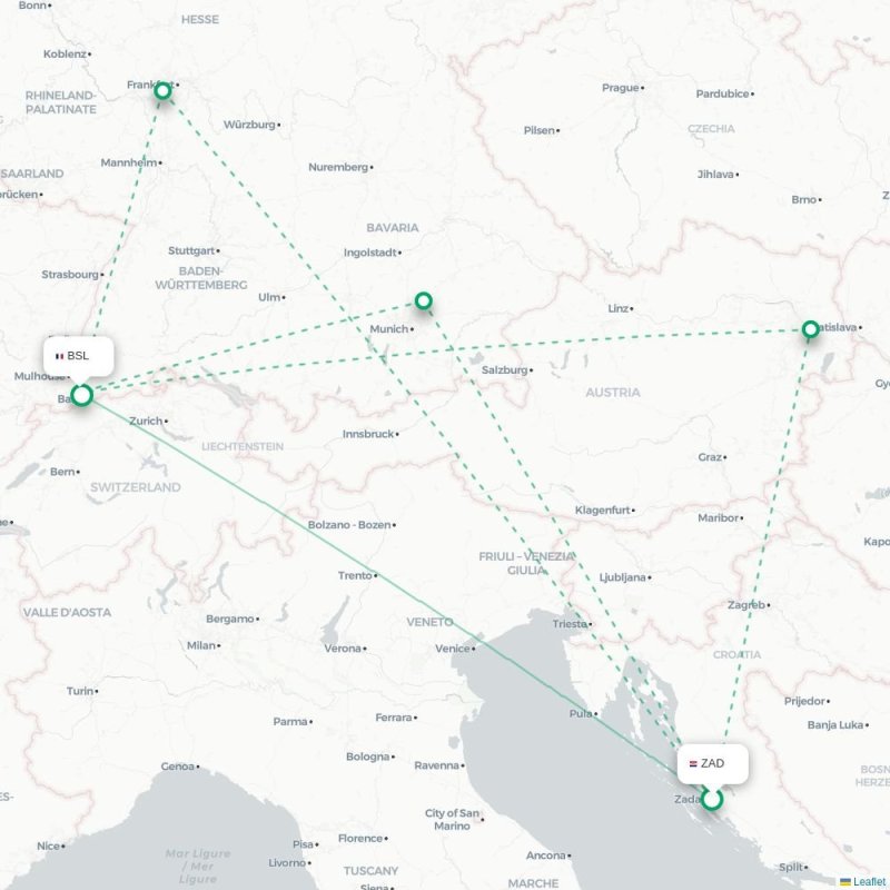 ZAD - BSL route map