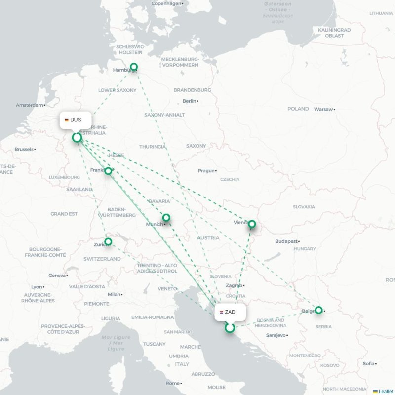 ZAD - DUS route map