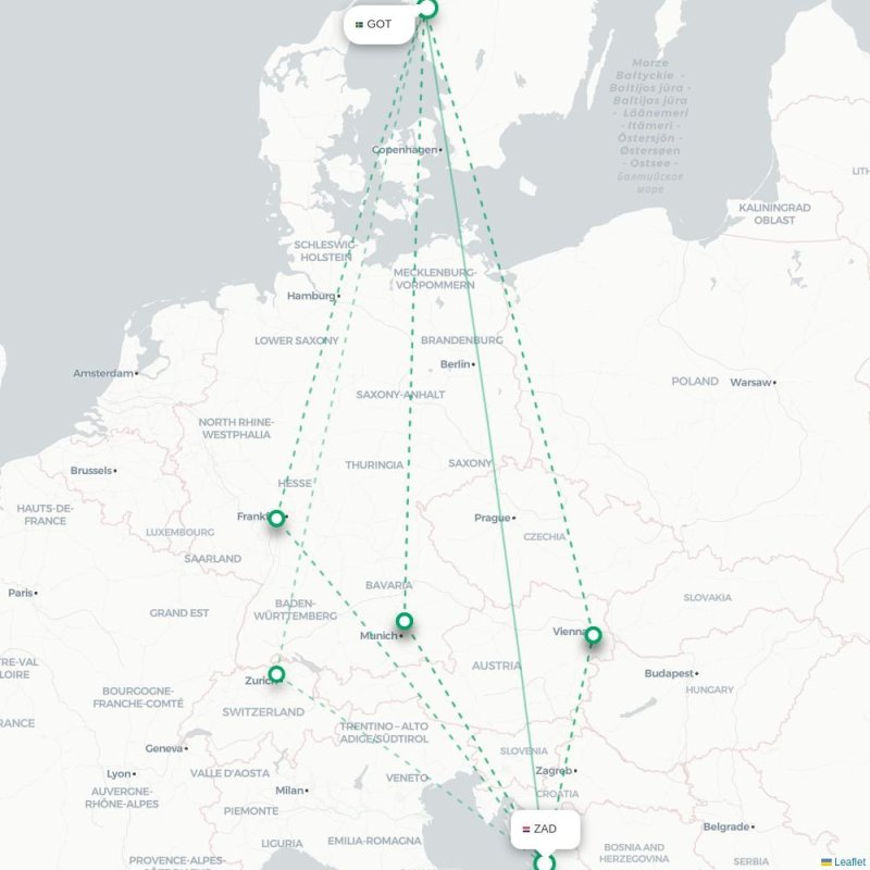 ZAD - GOT route map