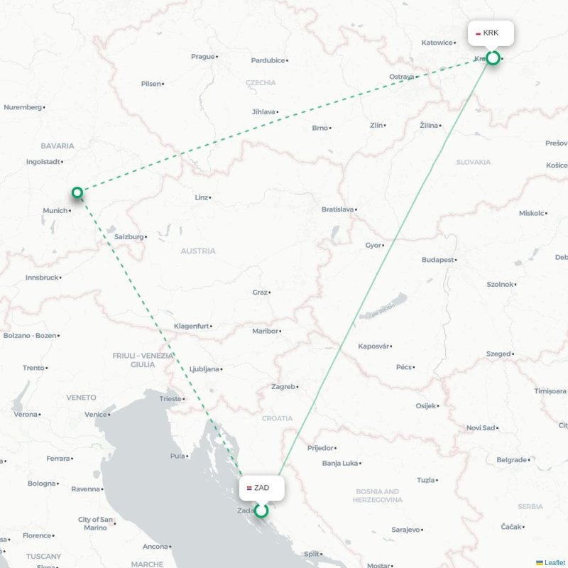 ZAD - KRK route map